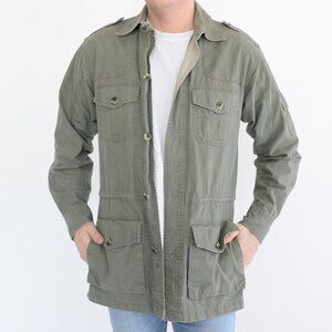 Vintage Cabelas Safari Olive Green  Button Up Utility Jacket ~Small